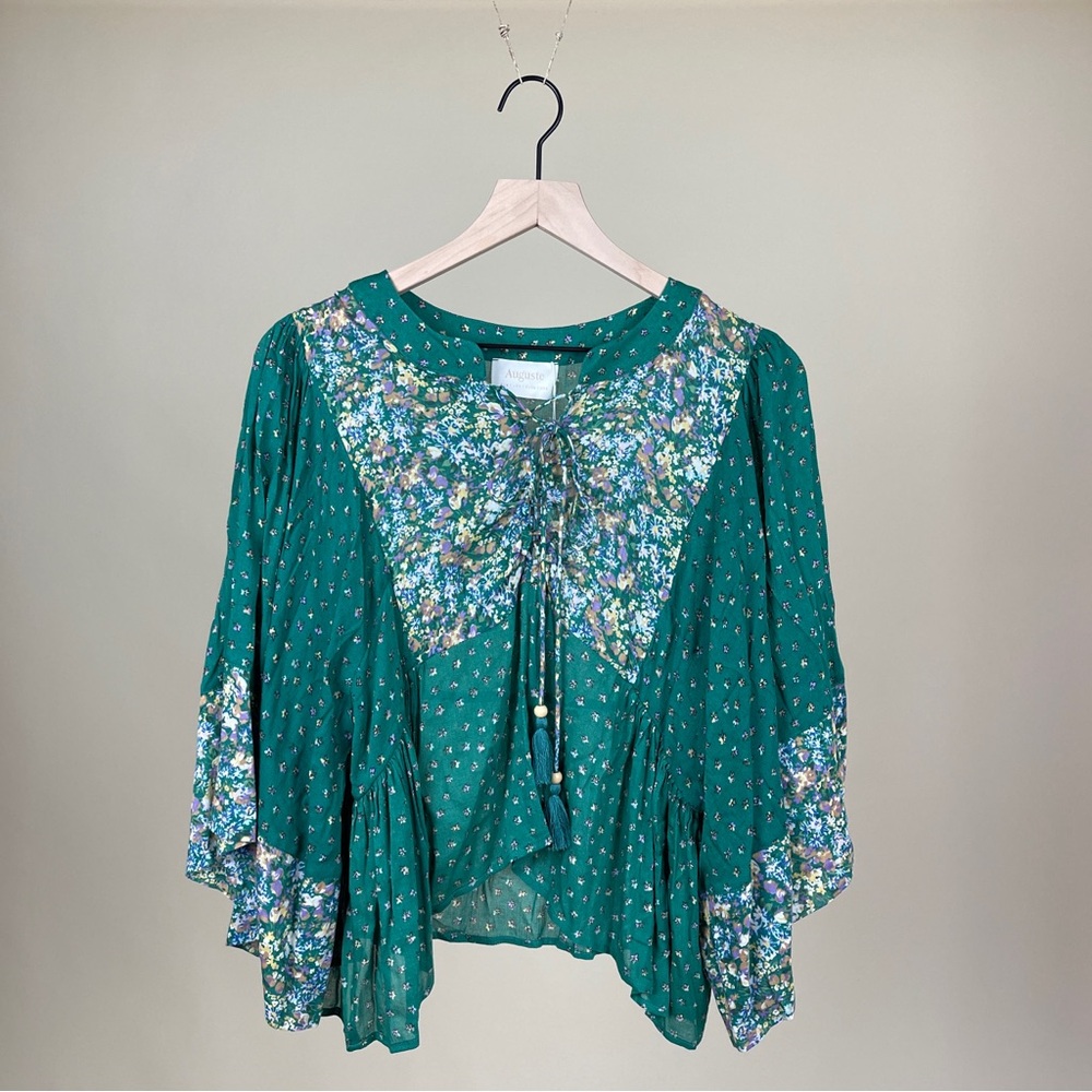 NWT Auguste the Label Floral Blouse in Emerald